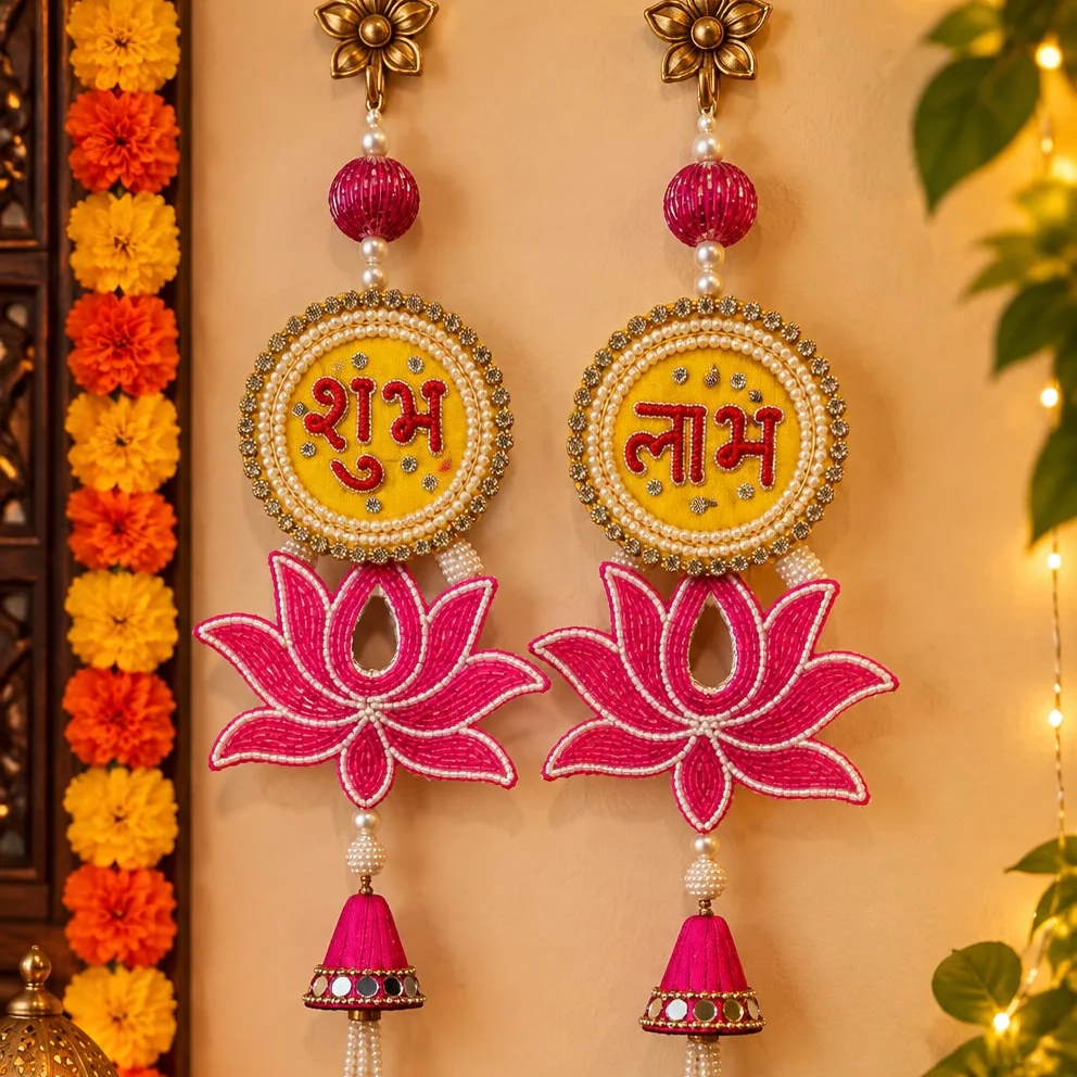 Maa Lakshmi Lotus Blessings – Divine Diwali Door Hanging