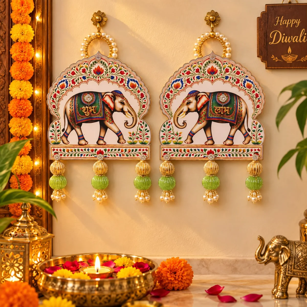 Gajraj Shubh Labh – Pearl Festive Door Hanging
